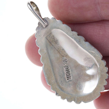 Virginia Quam Zuni cobblestone inlay sterling pendant
