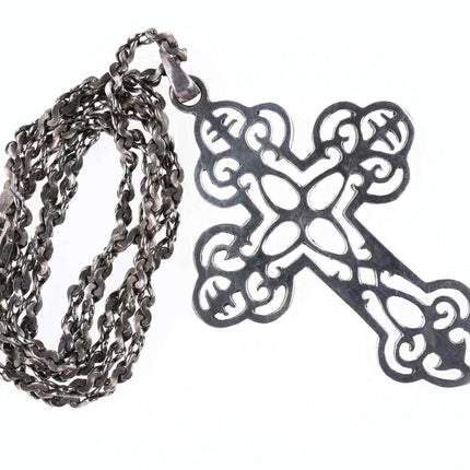 Vintage Sterling cross on 24" necklace
