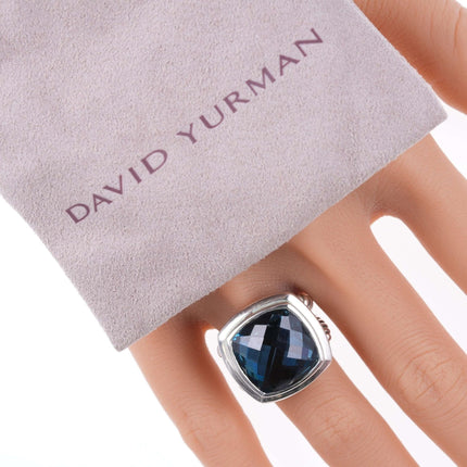 Sz6 David Yurman Hampton Blue Topaz Albion Ring in sterling