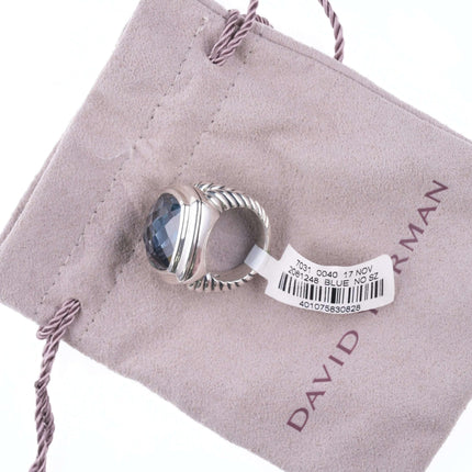 尺寸 6 David Yurman Hampton 蓝色托帕石 Albion 纯银戒指