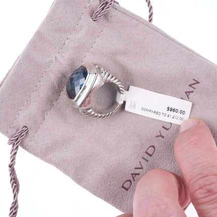 Sz6 David Yurman Hampton Blue Topaz Albion Ring in sterling