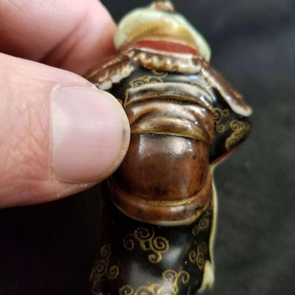 Meiji Period Miniature Japanese Samurai Figure Hand Painted c.late 19th century