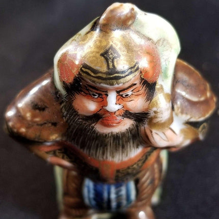Japanische Samurai-Miniaturfigur aus der Meiji-Zeit, handbemalt, ca. Ende des 19. Jahrhunderts