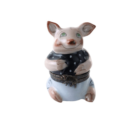 Peint Main Limoges Pig Trinket Box Hand Painted j