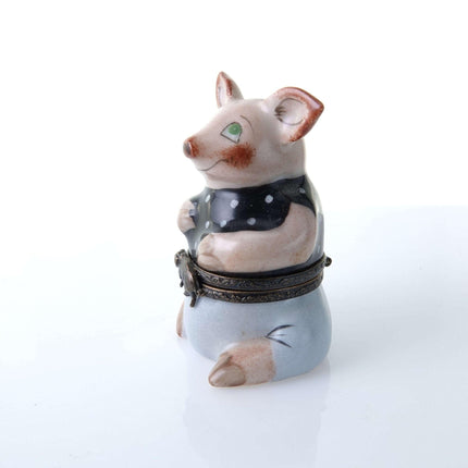 Peint Main Limoges Pig Trinket Box Hand Painted j