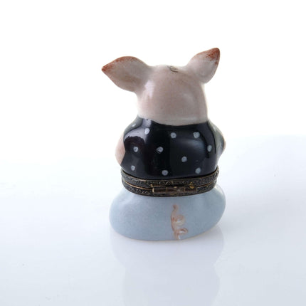 Peint Main Limoges Pig Trinket Box Hand Painted j