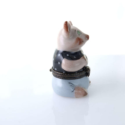 Peint Main Limoges Pig Trinket Box Hand Painted j