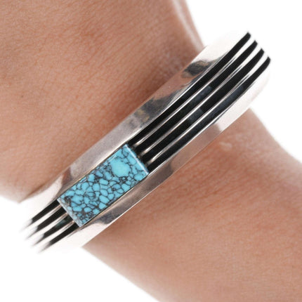 Navajo Larry Begay Modernist Sterling High Grade Spiderweb turquoise cuff bracel