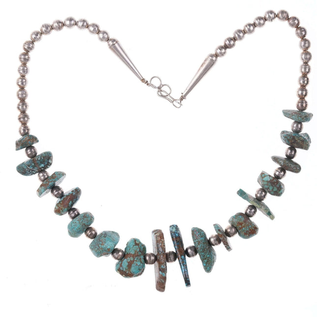 Native American Sterling and raw turquoise necklace