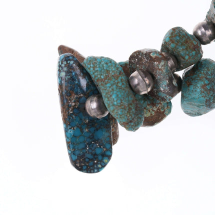 Native American Sterling and raw turquoise necklace