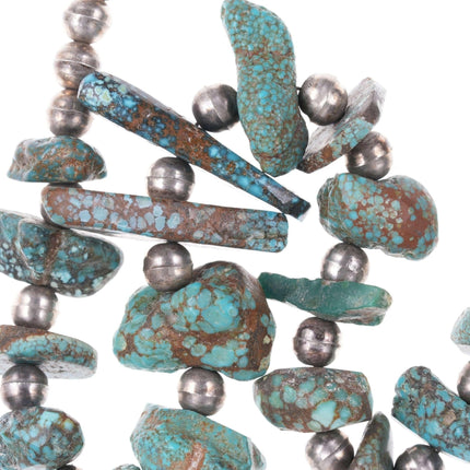 Native American Sterling and raw turquoise necklace