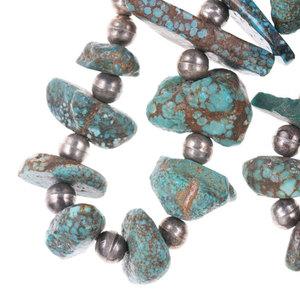 Native American Sterling and raw turquoise necklace