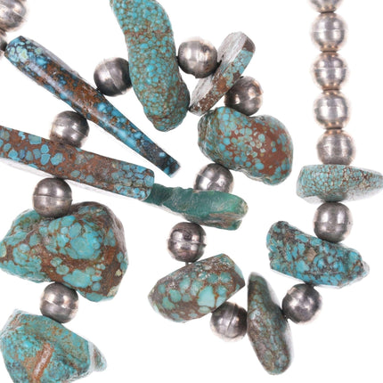 Native American Sterling and raw turquoise necklace