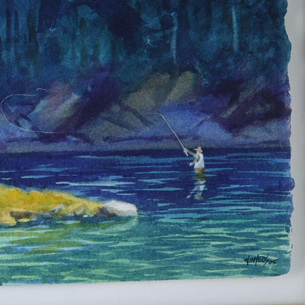 Todd Winters Watercolor Texas/New Mexico "Flyfishing at Yellowstone" National Pa