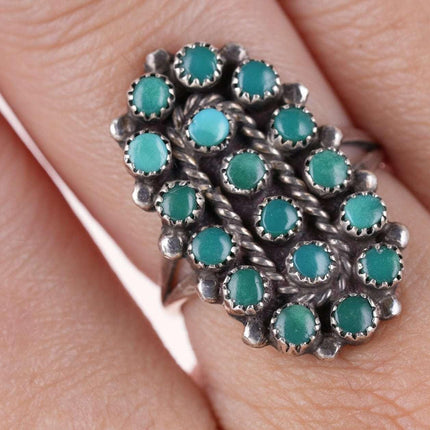 Sz6.5 Vintage Native American Snake Eye Turquoise/Sterling ring