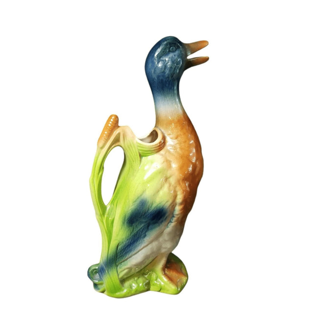 French Majolica Duck Pitcher 13" c.1920 St Clement