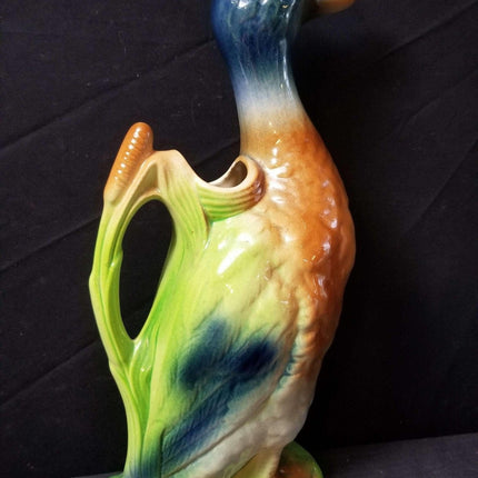 French Majolica Duck Pitcher 13" c.1920 St Clement