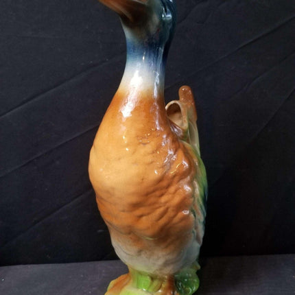 French Majolica Duck Pitcher 13" c.1920 St Clement