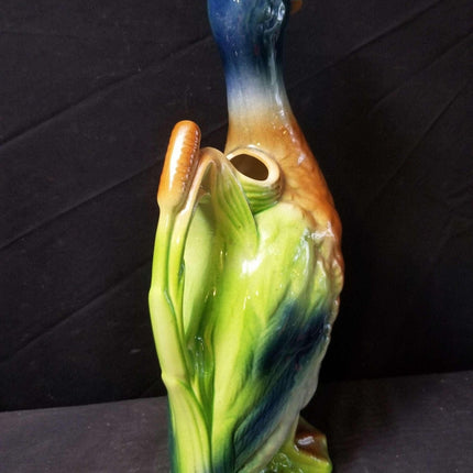 French Majolica Duck Pitcher 13" c.1920 St Clement