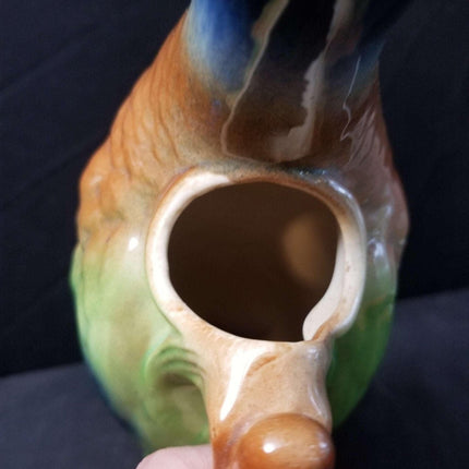 French Majolica Duck Pitcher 13" c.1920 St Clement