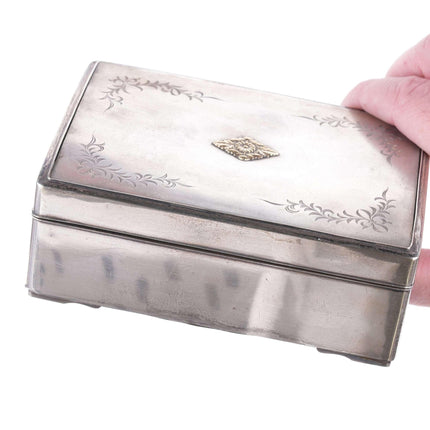 Japanese pure silver wood lined box