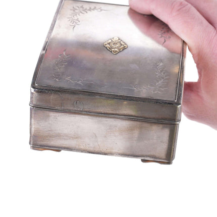 Japanese pure silver wood lined box