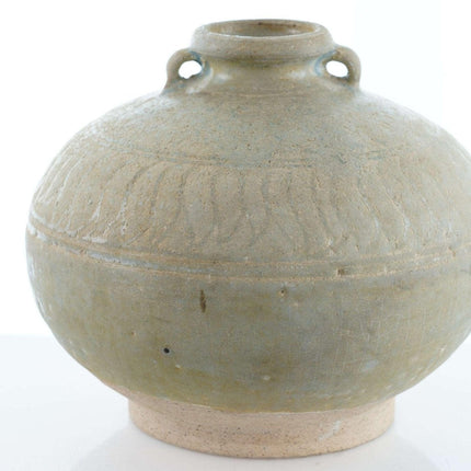 Large 15th Century Thai Sawankhalok Celadon Jar 2