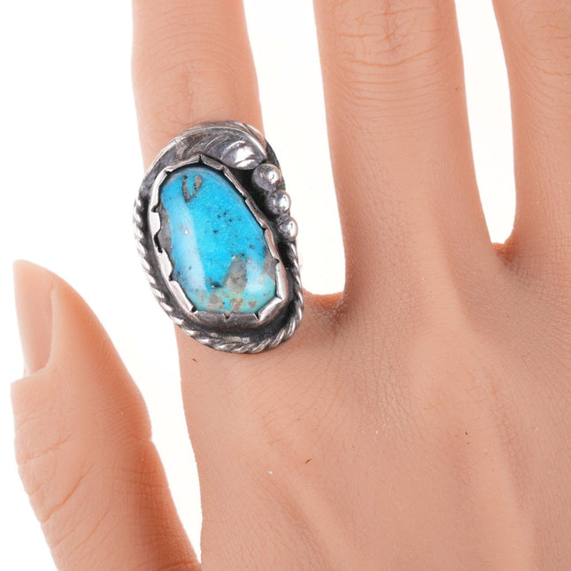 sz8 Vintage Navajo silver and turquoise ring f