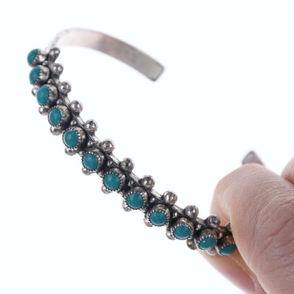 c1950's Native American stamped sterling snake eye turquoise cuff bracelet