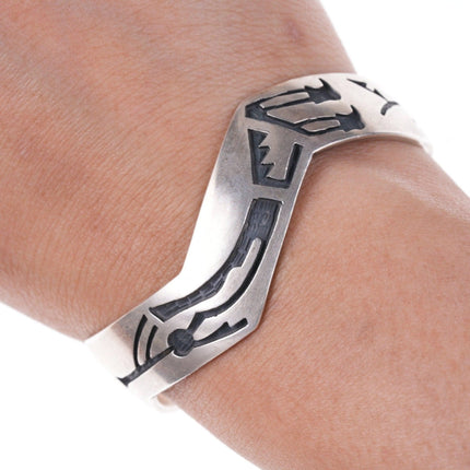 6,5-Zoll-Hopi-Overlay-Sterling-Manschettenarmband