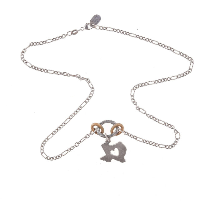 James Avery Charm 支架项链，采用德克萨斯纯银吊饰，带有青铜装饰