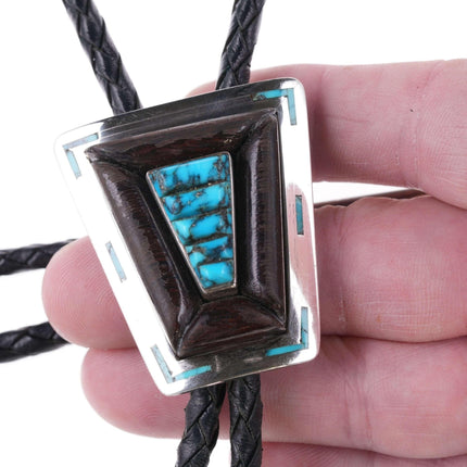 Dudley Yazzie Navajo Sterling, Cobblestone turquoise, ironwood, and Channel inla