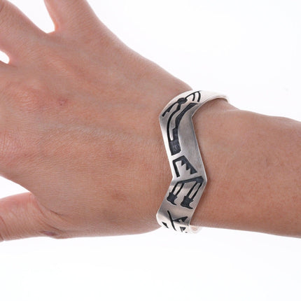 6.5"Hopi Overlay Sterling cuff bracelet