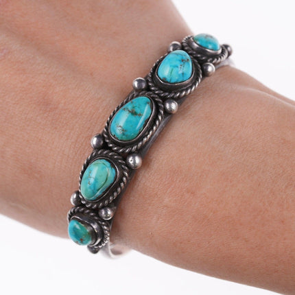 6.25" Vintage Navajo silver and turquoise bracelet v