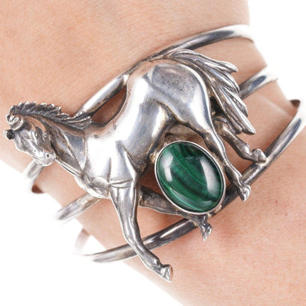 1991 Sterling Carol Felley Horse Cuff with Malachite