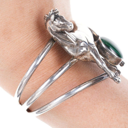 1991 Sterling Carol Felley Horse Cuff with Malachite