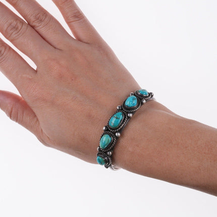 6.25" Vintage Navajo silver and turquoise bracelet v