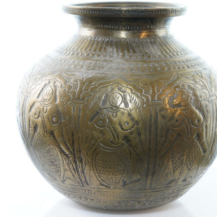 Antique Heavy Brass Jar with female figures