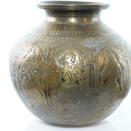 Antique Heavy Brass Jar with female figures