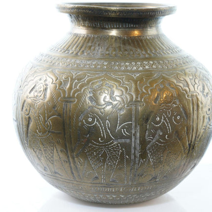 Antique Heavy Brass Jar with female figures