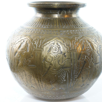 Antique Heavy Brass Jar with female figures