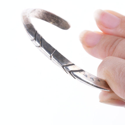 6.5" Vintage Bien Mur Shop Native American Hand Chiseled silver bracelet