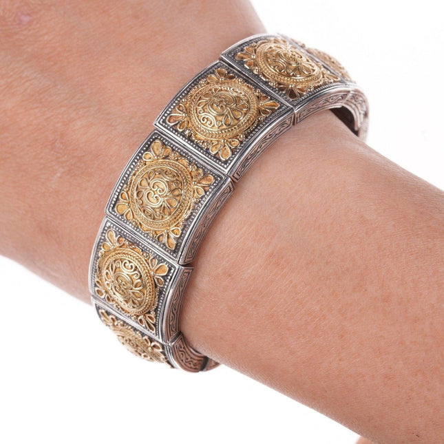 6.25" Greek Konstantino 18k/Sterling Heavy bracelet