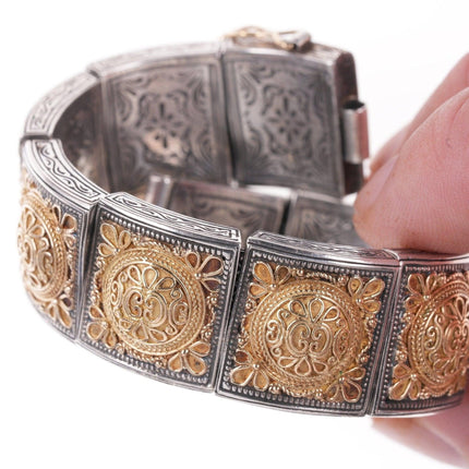 6.25" Greek Konstantino 18k/Sterling Heavy bracelet