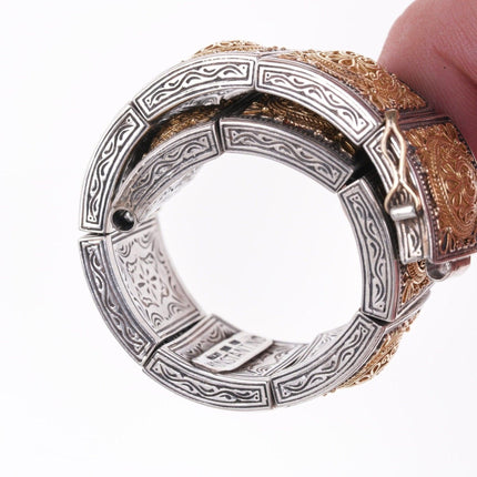 6,25" schweres griechisches Konstantino-Armband aus 18 Karat/Sterling