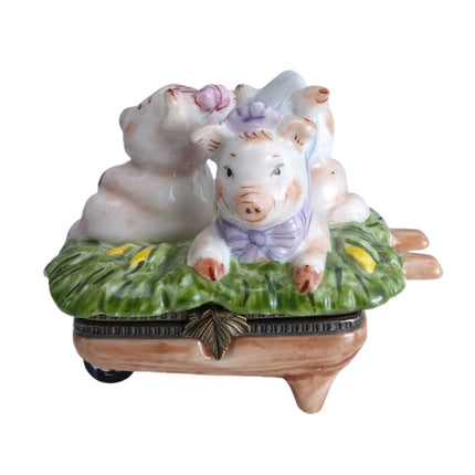 1990's Studio USA Valentines Pig Trinket Box Hand Painted