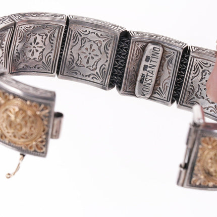 6,25" schweres griechisches Konstantino-Armband aus 18 Karat/Sterling