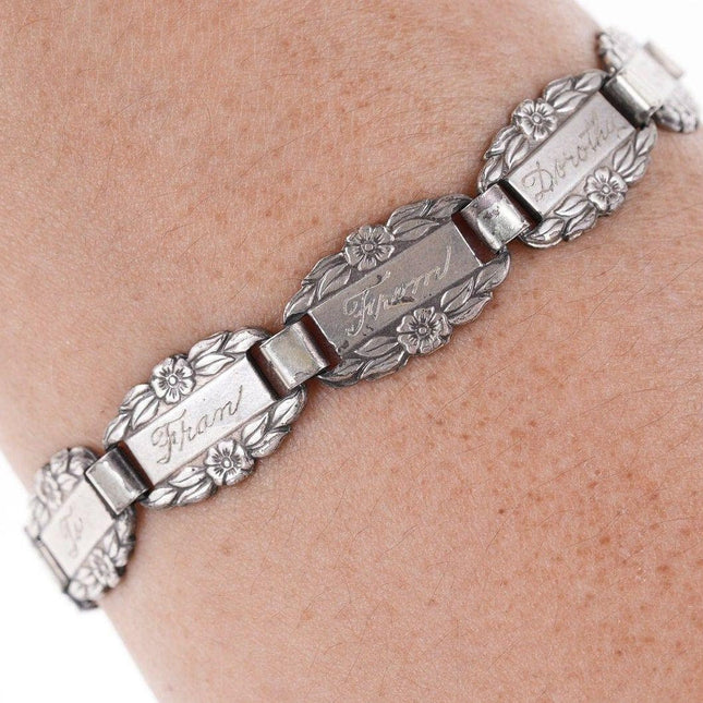 6.75" WW2 Era Sterling Forget Me Not Bracelet