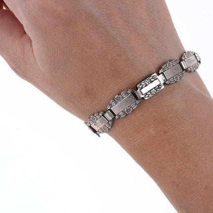 6.75" WW2 Era Sterling Forget Me Not Bracelet