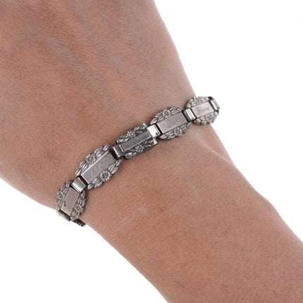 6.75" WW2 Era Sterling Forget Me Not Bracelet